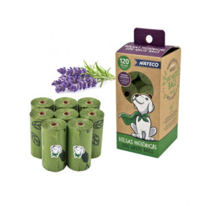 BOLSA HIGIENICA 8 ROLLOS 15 BOLSAS BIODEGRADABLE LAVANDA